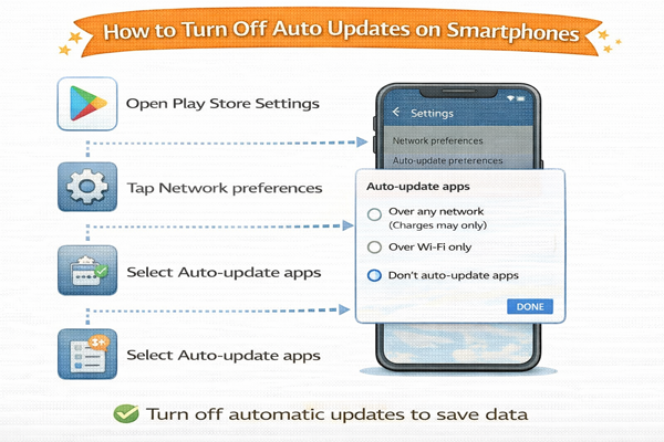 스마트폰 자동 업데이트 기능 끄는 방법 Play 스토어 설정 화면