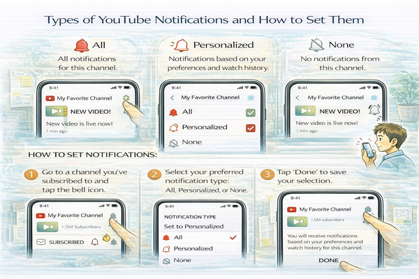 유튜브 알림 종류별 차이와 설정 방법