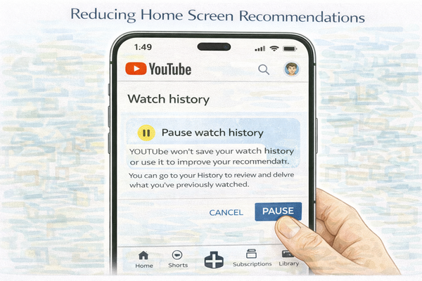 유튜브 홈 화면 추천 줄이는 설정 시청 기록 일시중지 화면