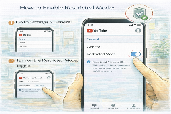 유튜브 시청 제한 모드 설정 방법 제한 모드 활성화 화면 이미지