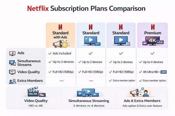 넷플릭스 요금제별 기능 차이 구조 설명 이미지